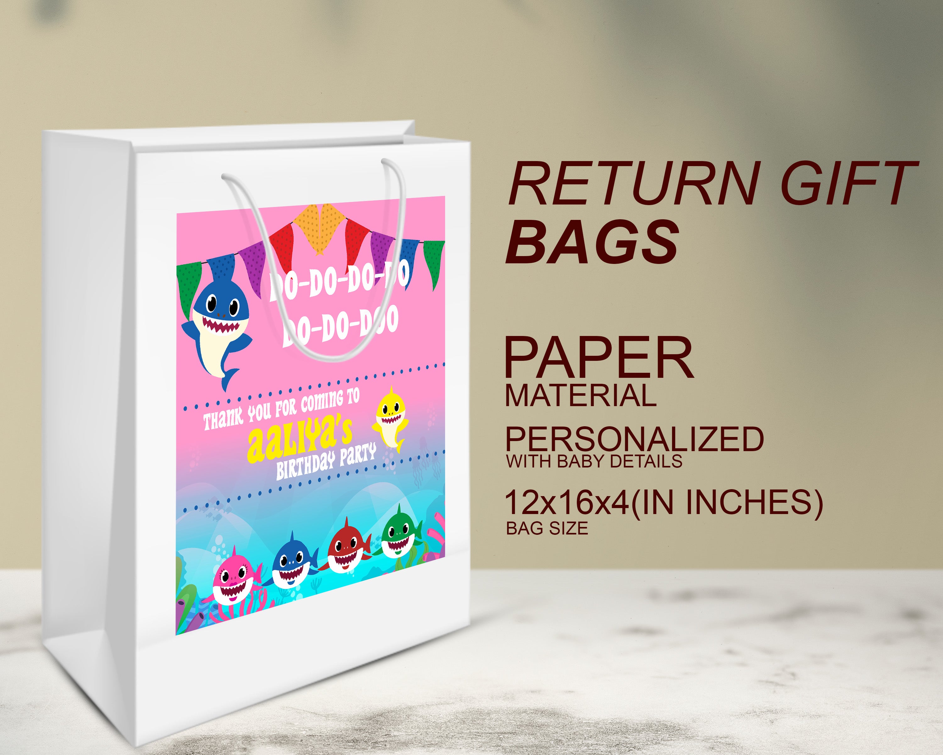 PSI Shark Girl Theme Oversized Return Gift Bag