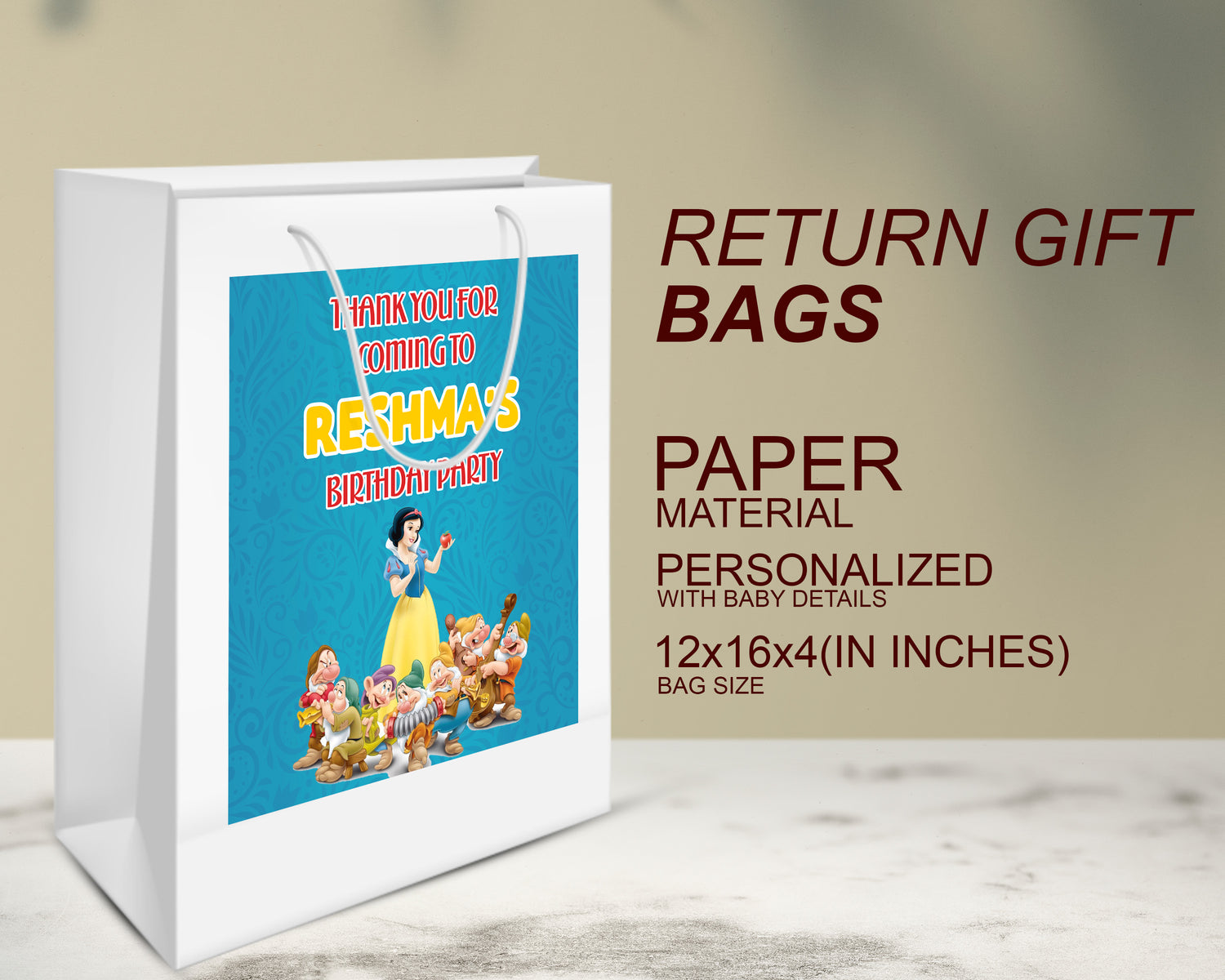 Snow White And Theme Oversized Return Gift Bag - image 3 of 5 | Party Supplies India