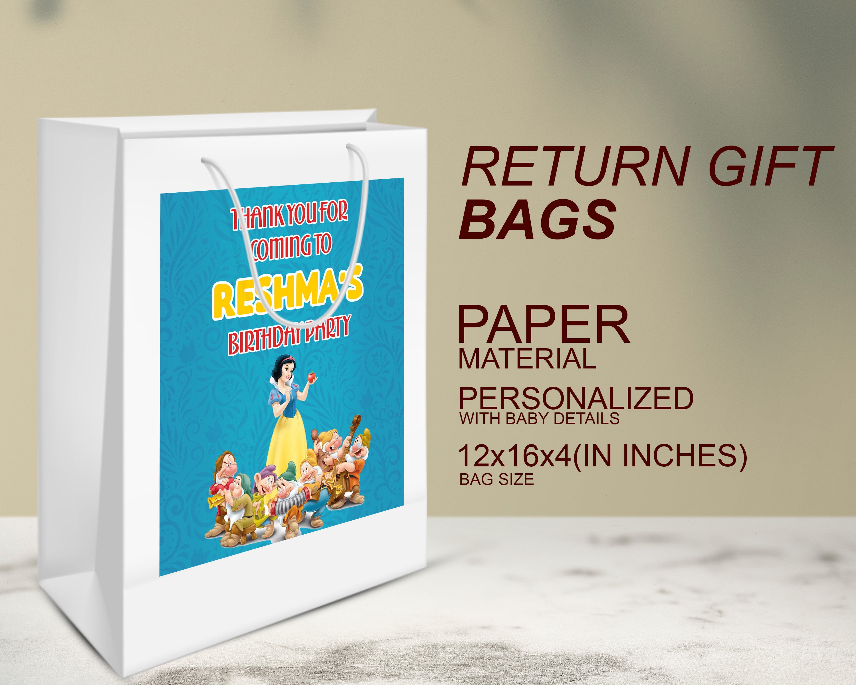 Snow White And Theme Oversized Return Gift Bag - image 3 of 5 | Party Supplies India