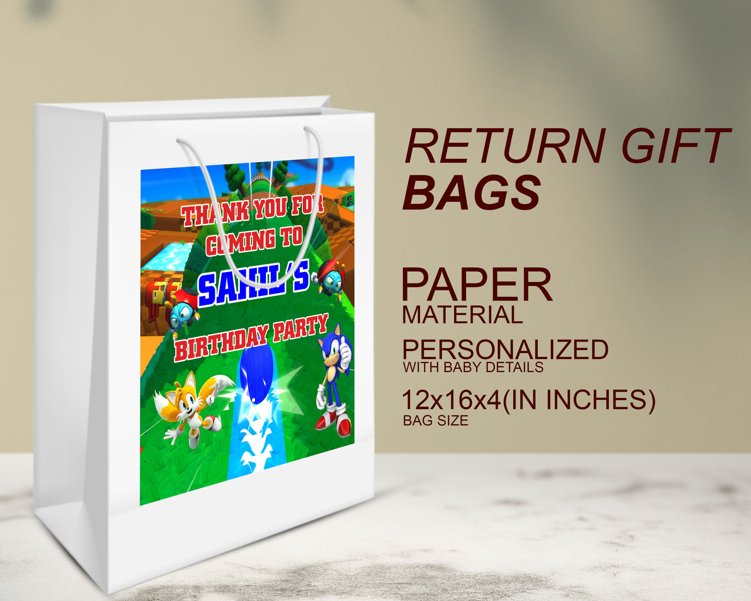Sonic The Hedgehog Theme Oversized Return Gift Bag - image 3 of 5 | Party Supplies India