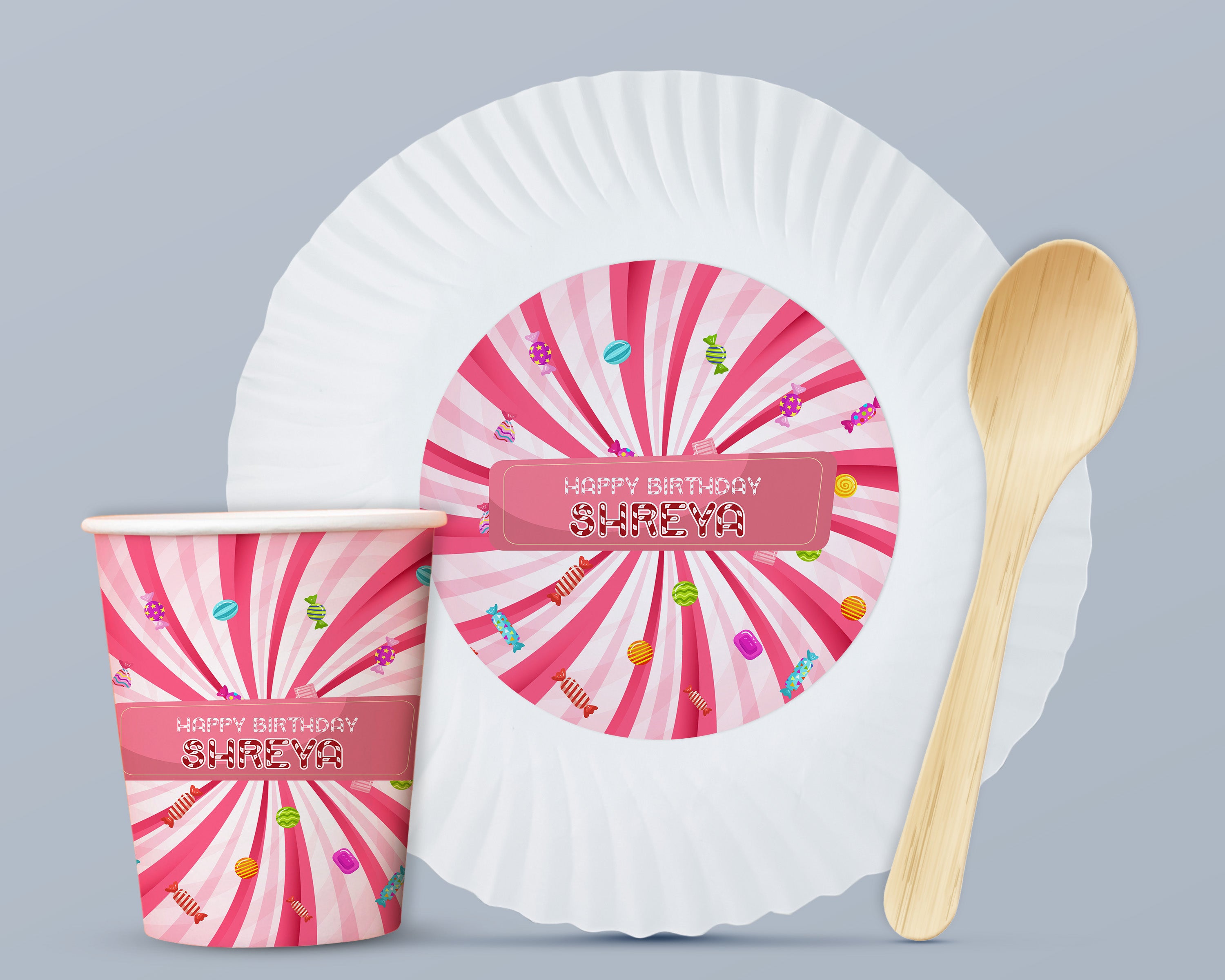 Candy Theme Party Cups and Plates Combo