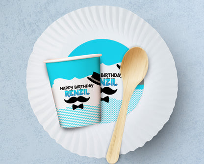 Little Man Theme Party Cups and Plates Combo