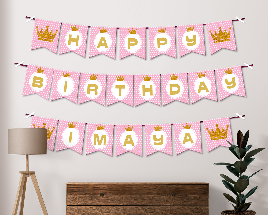 Princess Theme Flag with Name Hanging