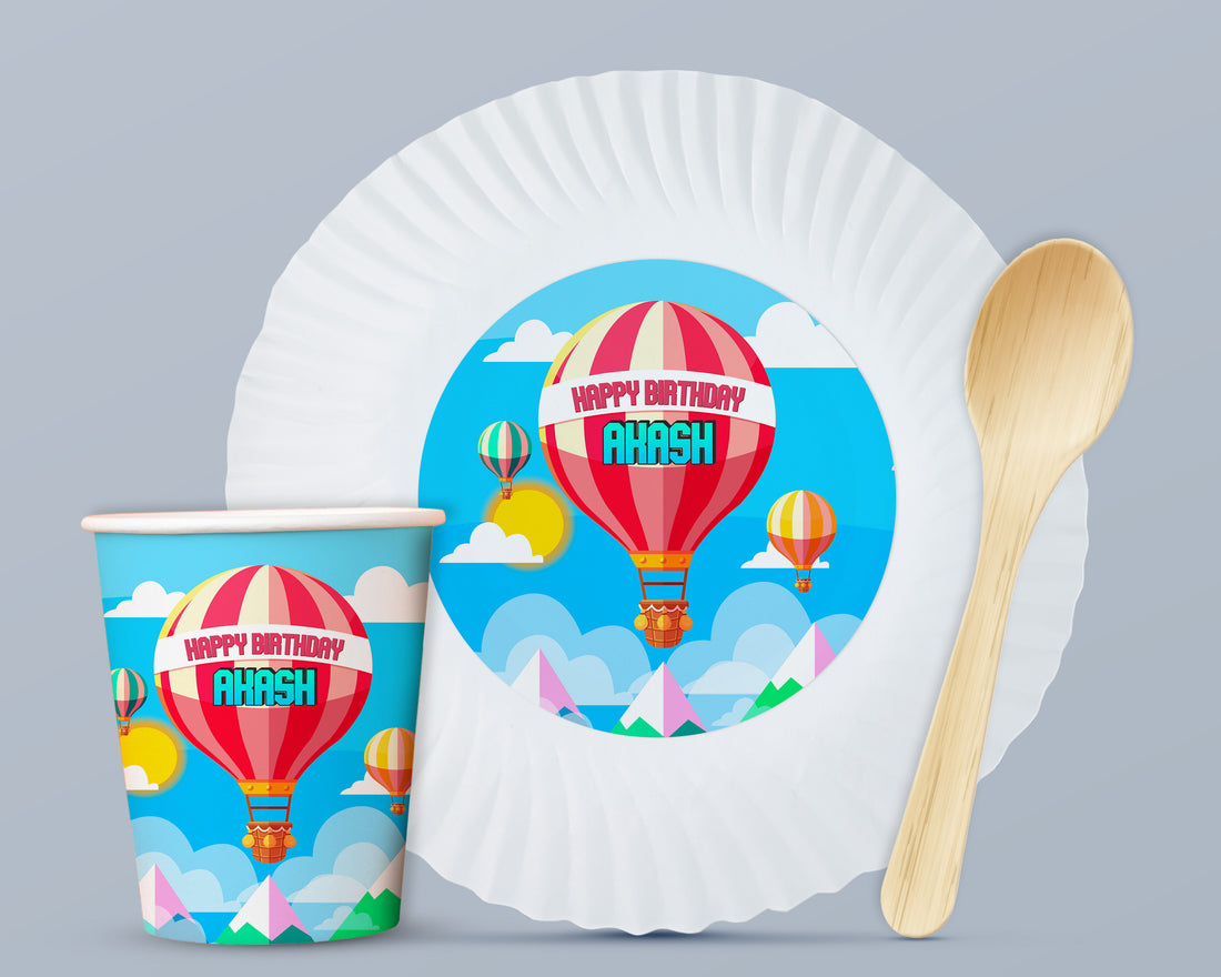 PSI Hot Air Theme Party Cups and Plates Combo
