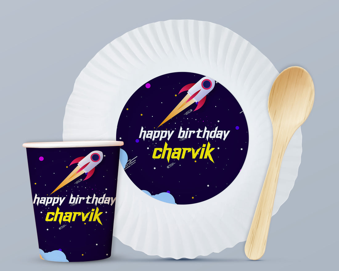 Space Theme Party Cups and Plates Combo