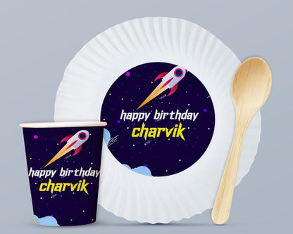 Space Theme Party Cups and Plates Combo