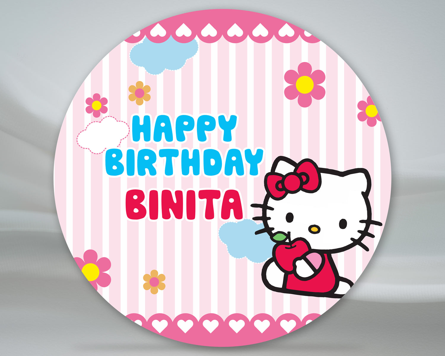 Hello Kitty Theme Customized Round Backdrop - image 2 of 5 | Party Supplies India