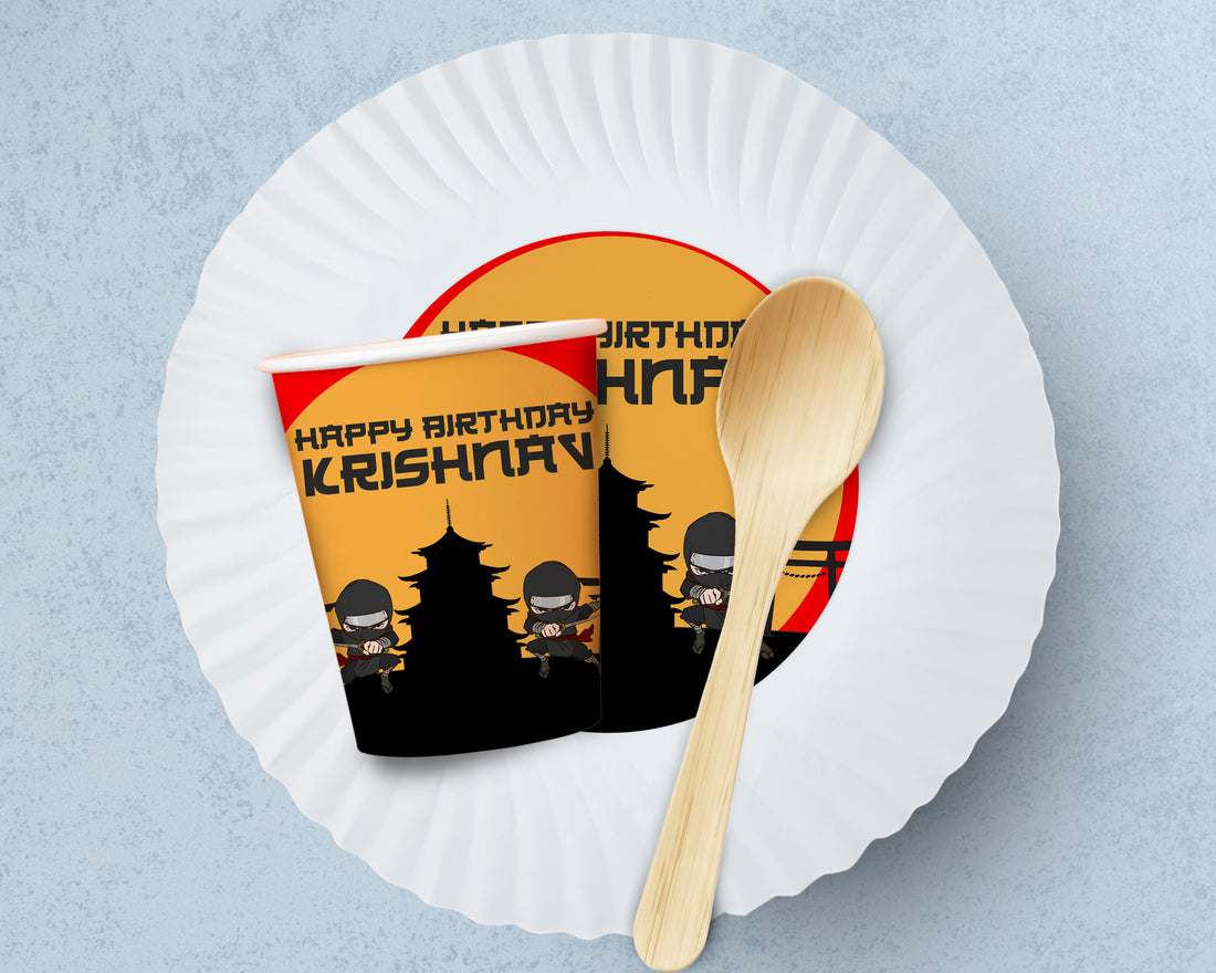 PSI Ninja Theme Party Cups and Plates Combo
