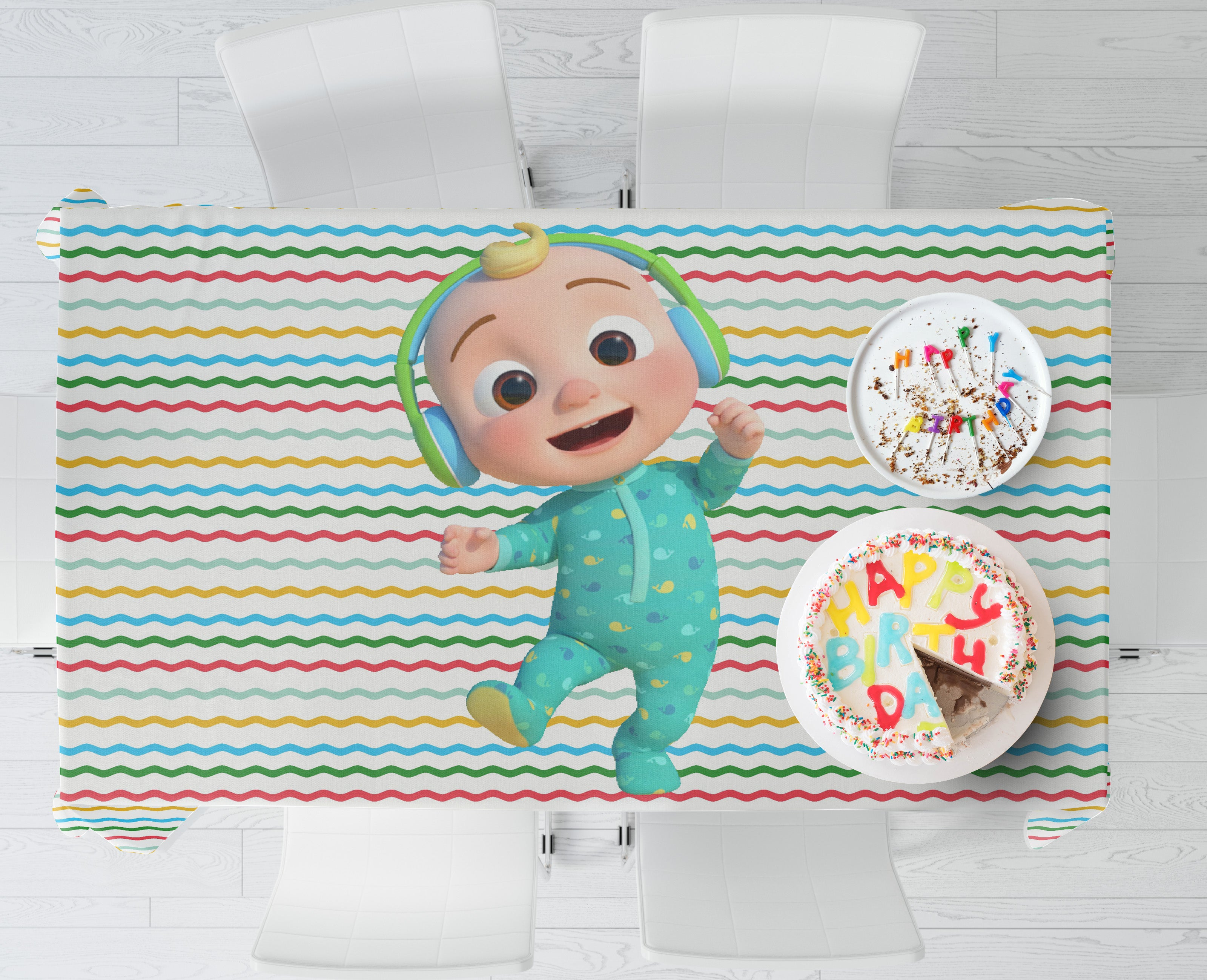 Coco Melon Theme Cake Tablecover
