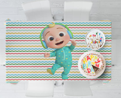 Coco Melon Theme Cake Tablecover