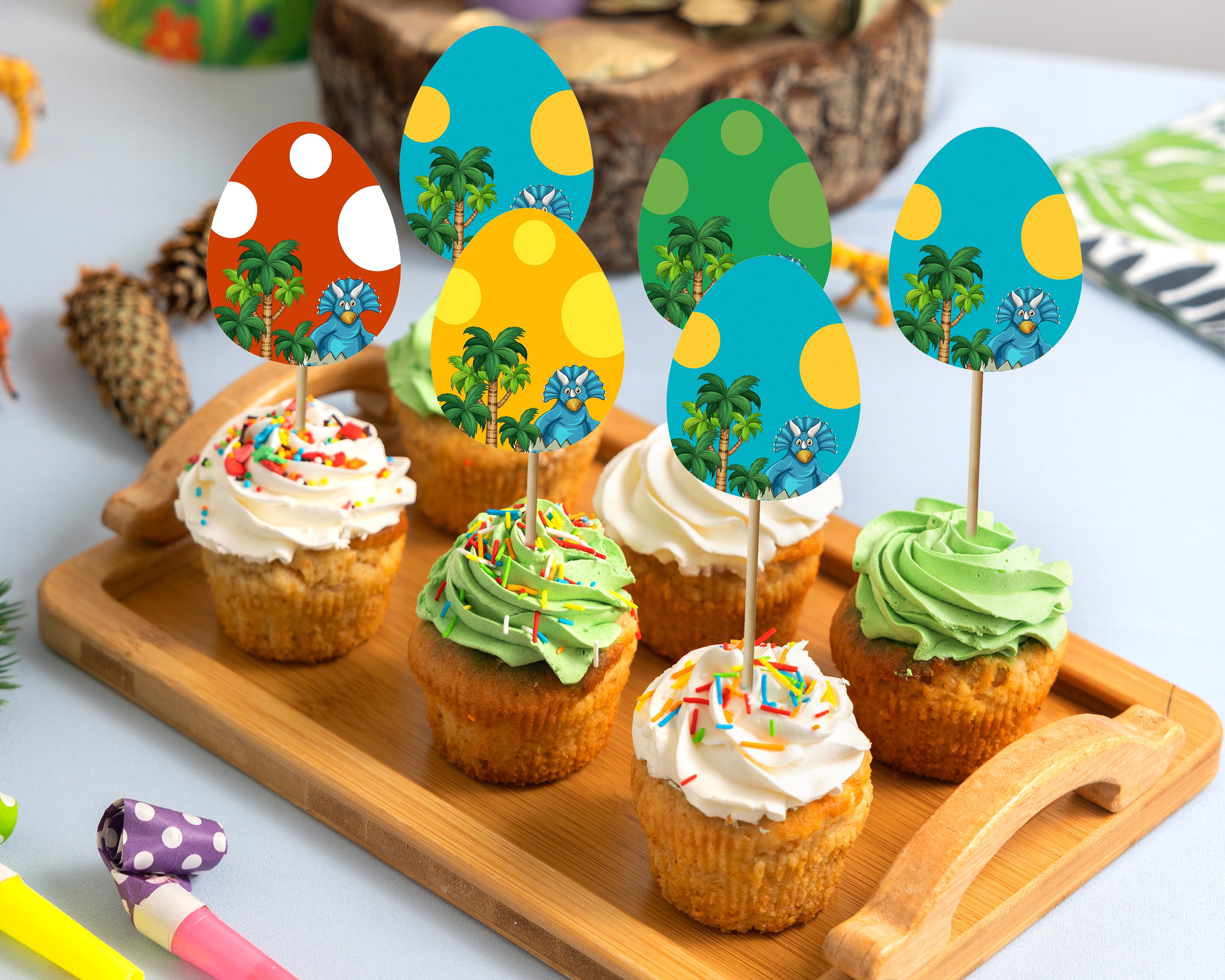 Dinosaur Theme Customized Cup Cake Topper