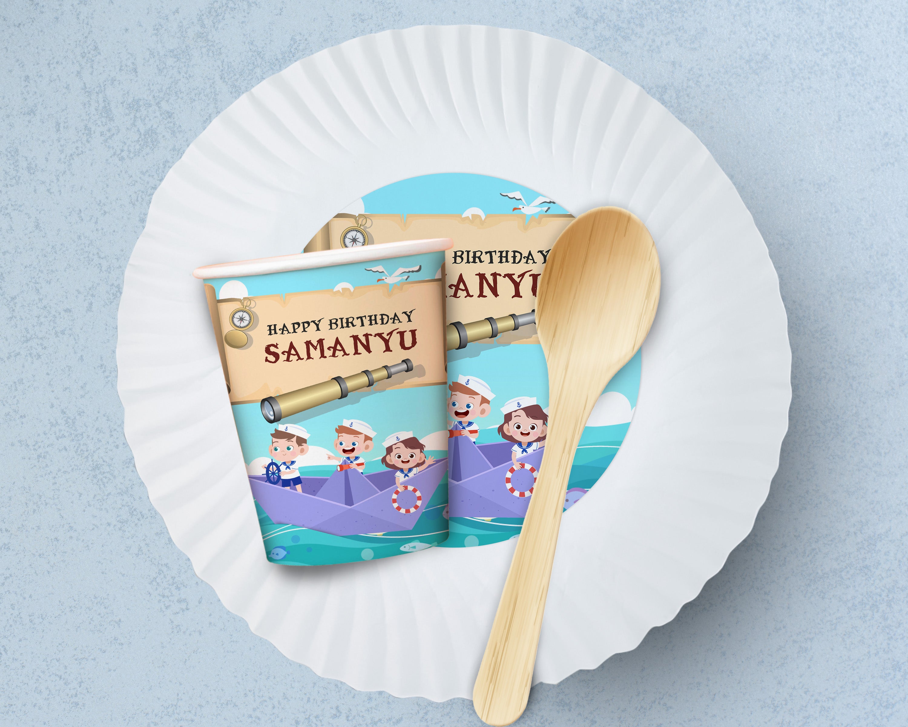 Sailor Theme Party Cups and Plates Combo