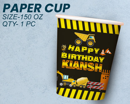 Construction Theme Party Cups and Plates Combo