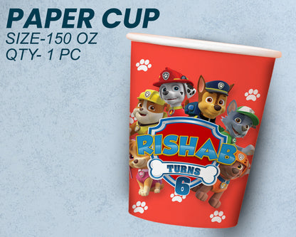 Paw Patrol Theme Party Cups and Plates Combo