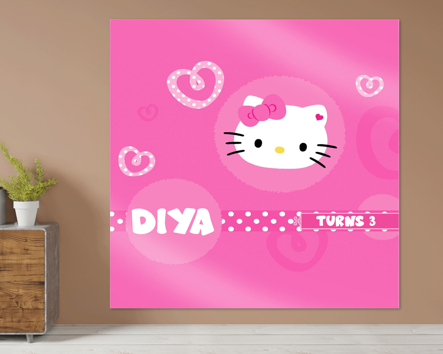 Hello Kitty Theme with Baby Name Square Backdrop - image 1 of 4 | Party Supplies India