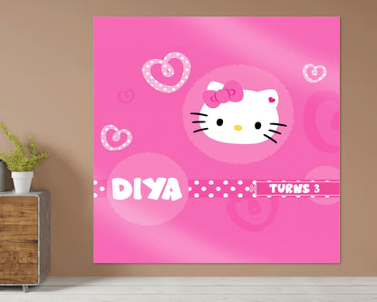 Hello Kitty Theme with Baby Name Square Backdrop - image 1 of 4 | Party Supplies India