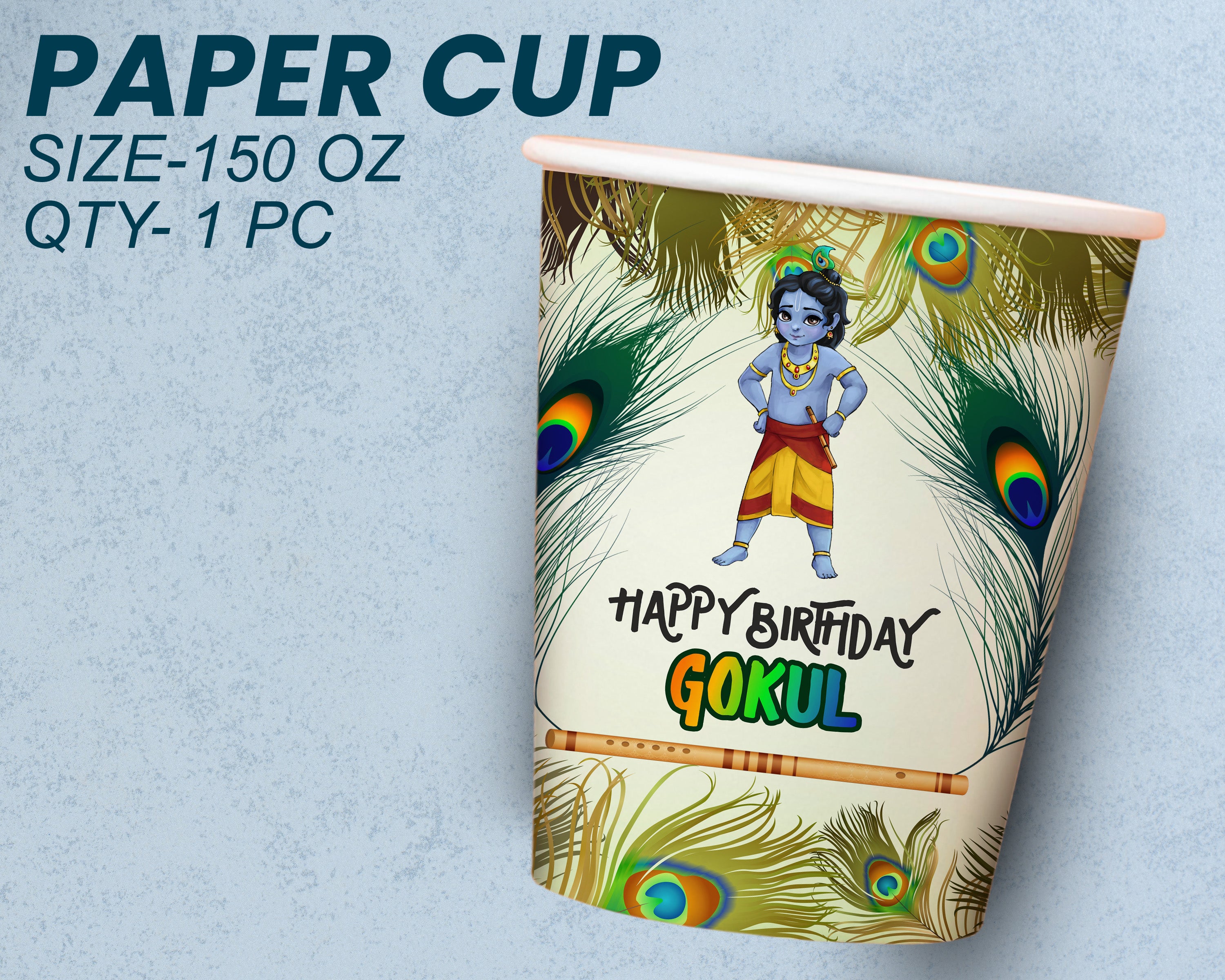 Little Krishna Theme Party Cups and Plates Combo