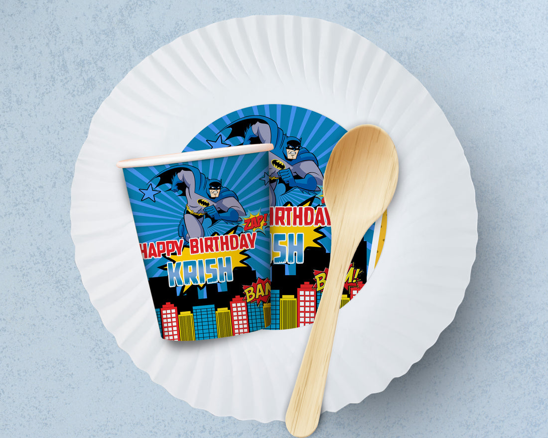 PSI Batman Theme Party Cups and Plates Combo