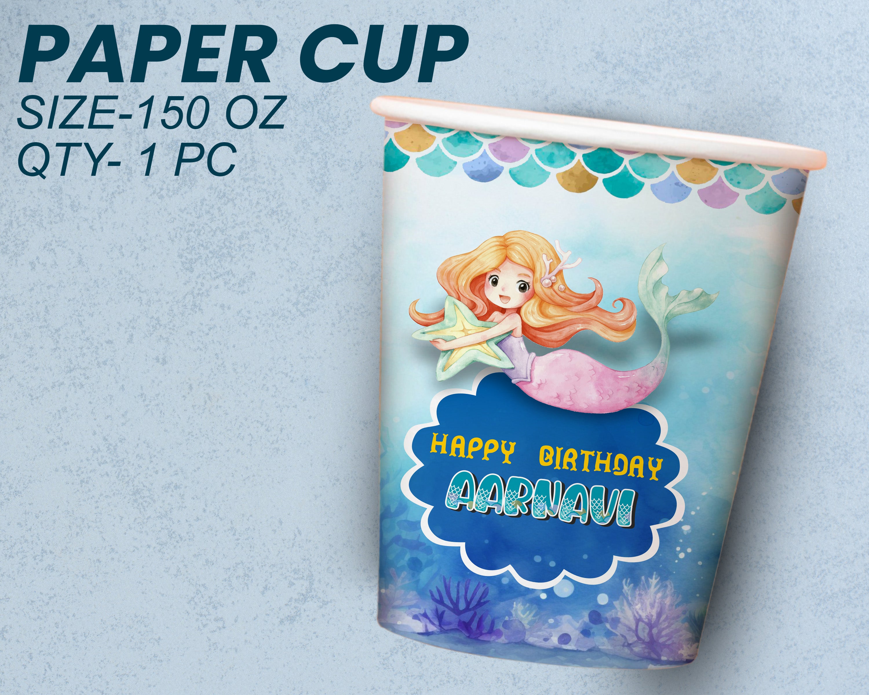 Mermaid Theme Party Cups and Plates Combo