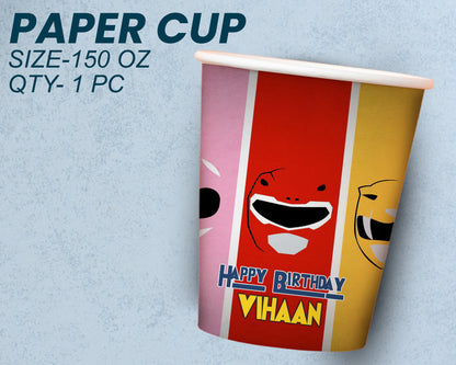 Power Rangers Theme Paper Plates and Cup Combo