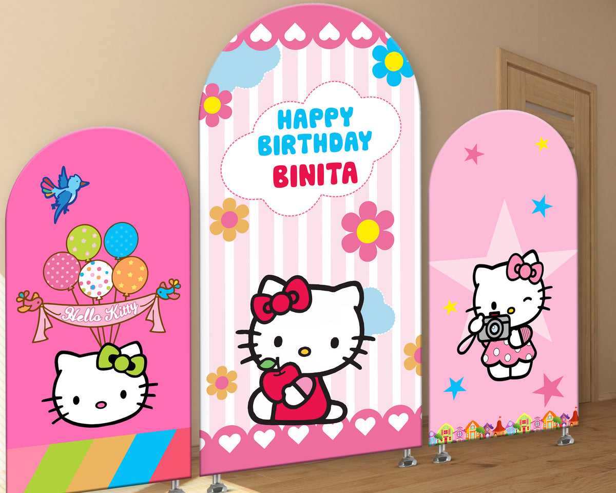 Hello Kitty Theme Arch Backdrop | Birthday Party Supplies India Online