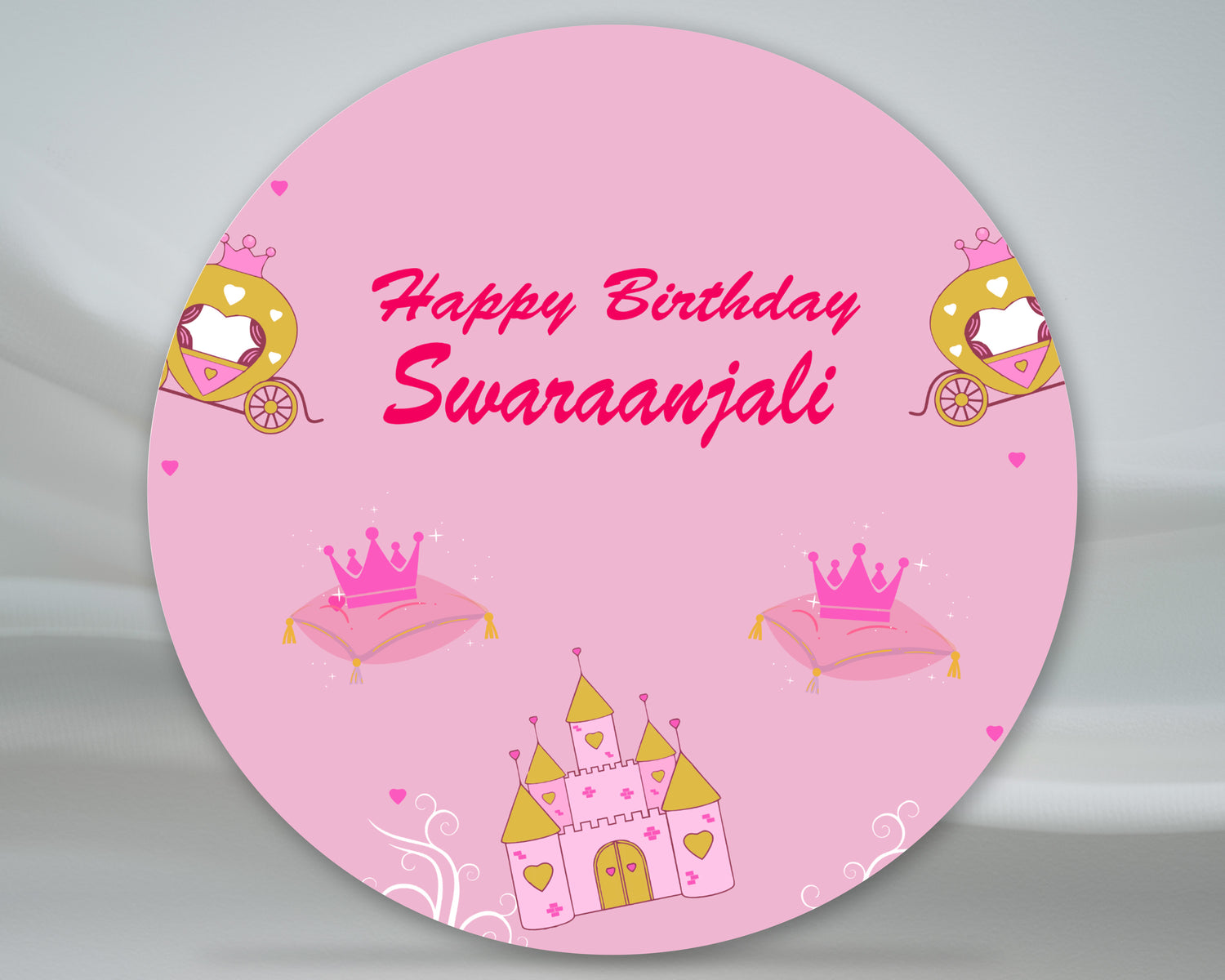 PSI Princess Theme Personalized Round Backdrop