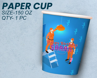 Electrician Theme Party Cups and Plates Combo