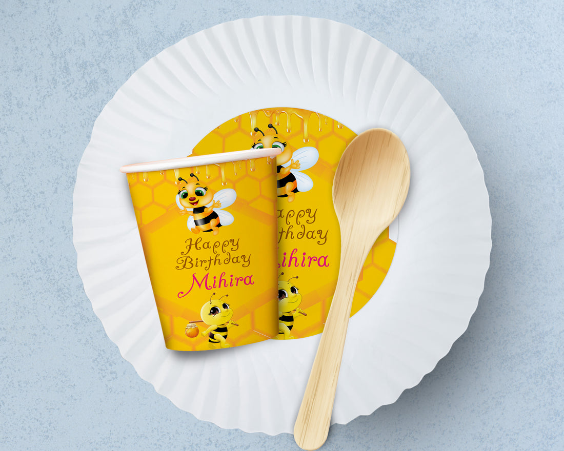PSI Bumble Bee Theme Party Cups and Plates Combo