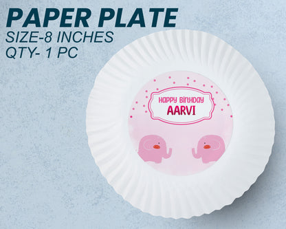 Pink Elephant Theme Party Cups and Plates Combo