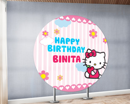 Hello Kitty Theme Customized Round Backdrop - image 3 of 5 | Party Supplies India