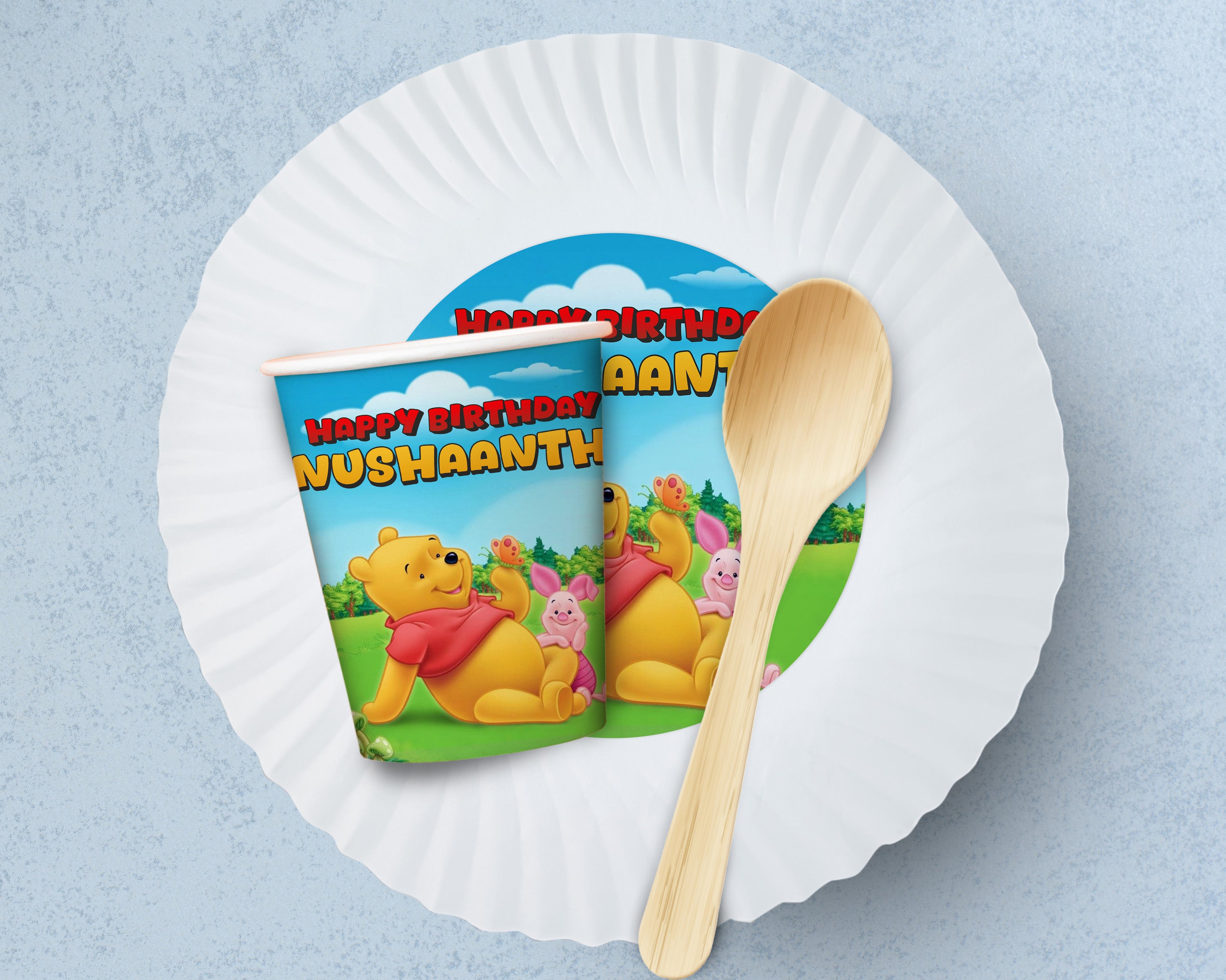 Winnie the Pooh Theme Party Cups and Plates Combo