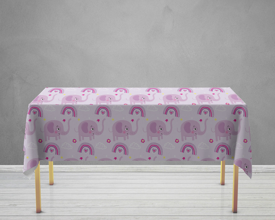 Pink Eelephant Theme Cake Tablecover