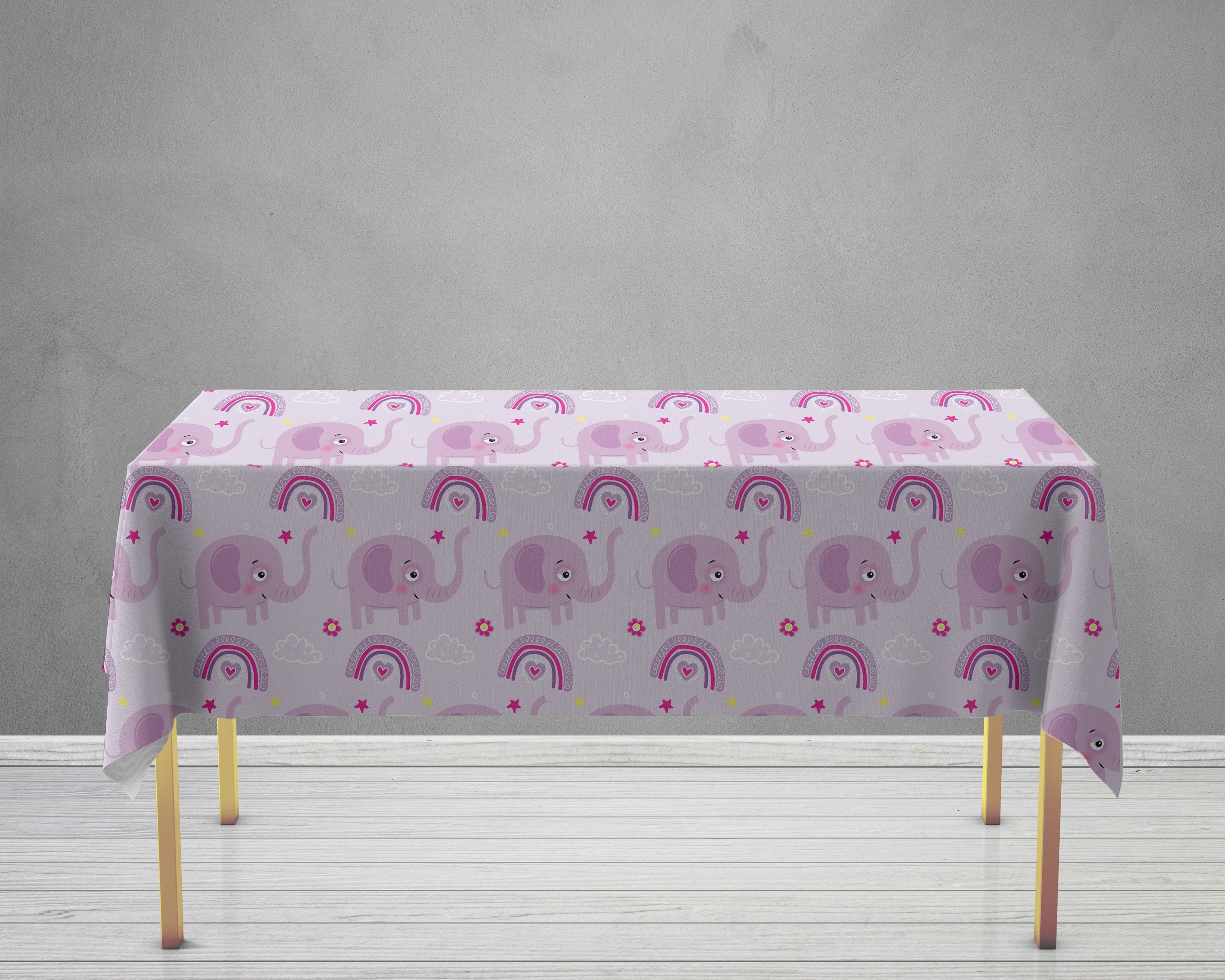 Pink Eelephant Theme Cake Tablecover