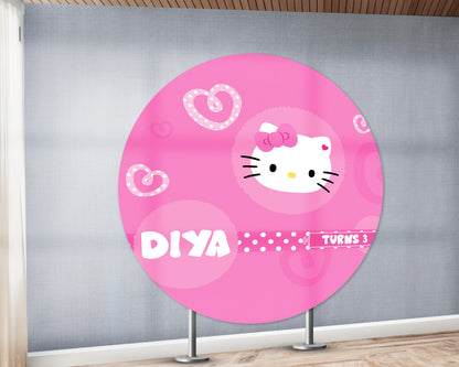 Hello Kitty Theme with Baby Name Round Backdrop - image 3 of 4 | Party Supplies India