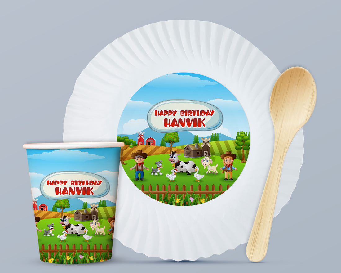 Farm Theme Party Cups and Plates Combo
