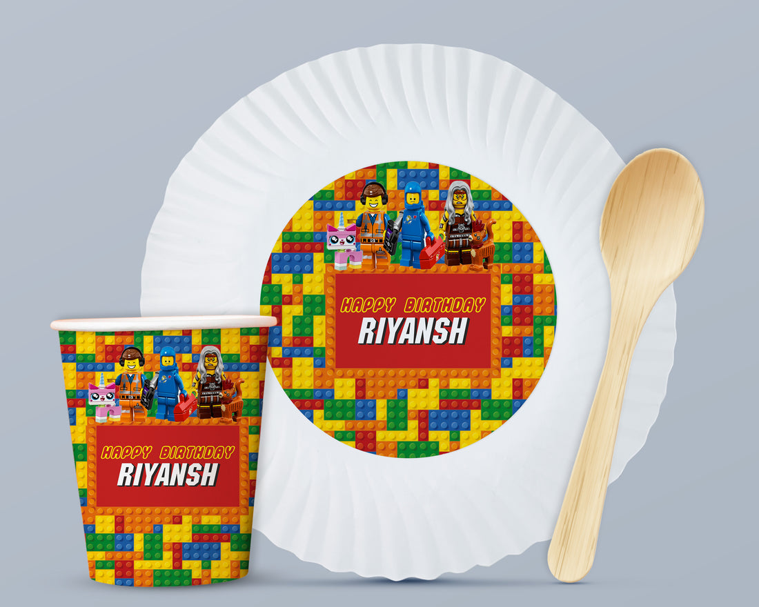 Lego Theme Party Cups and Plates Combo