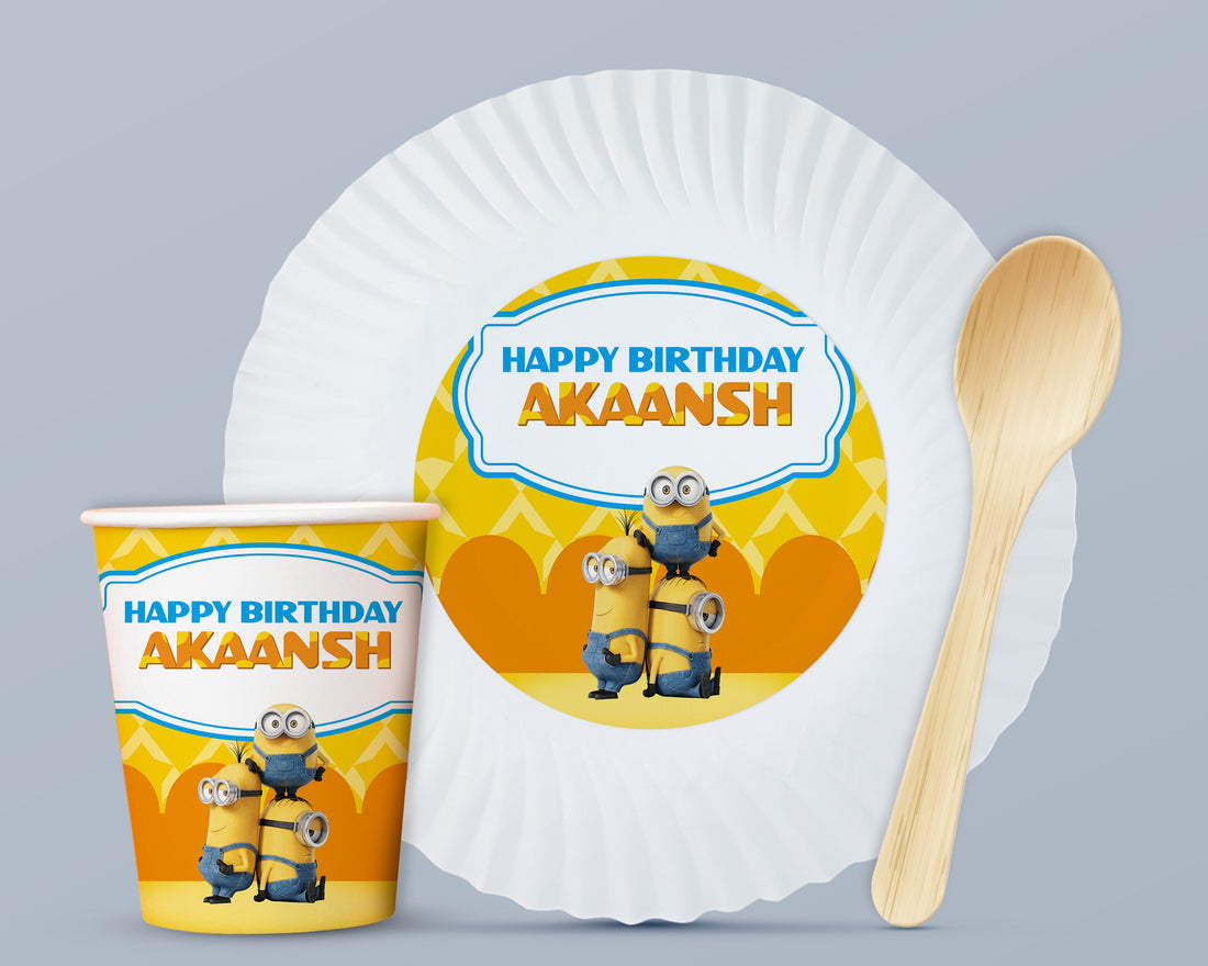Minion Theme Party Cups and Plates Combo