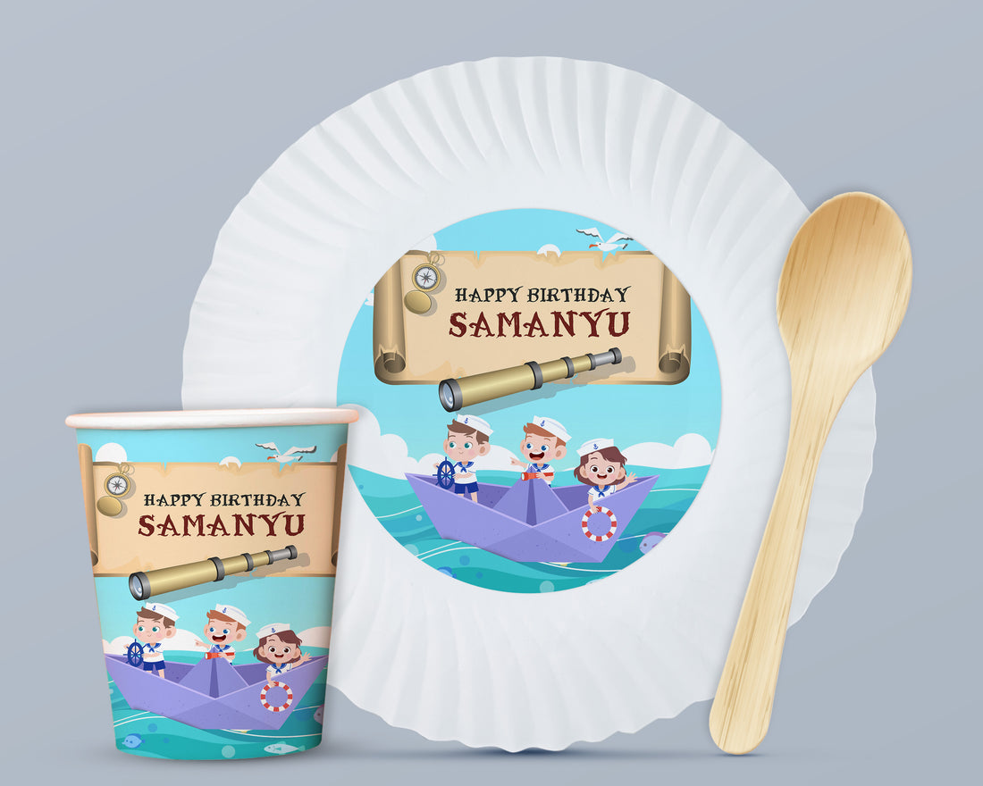 Sailor Theme Party Cups and Plates Combo
