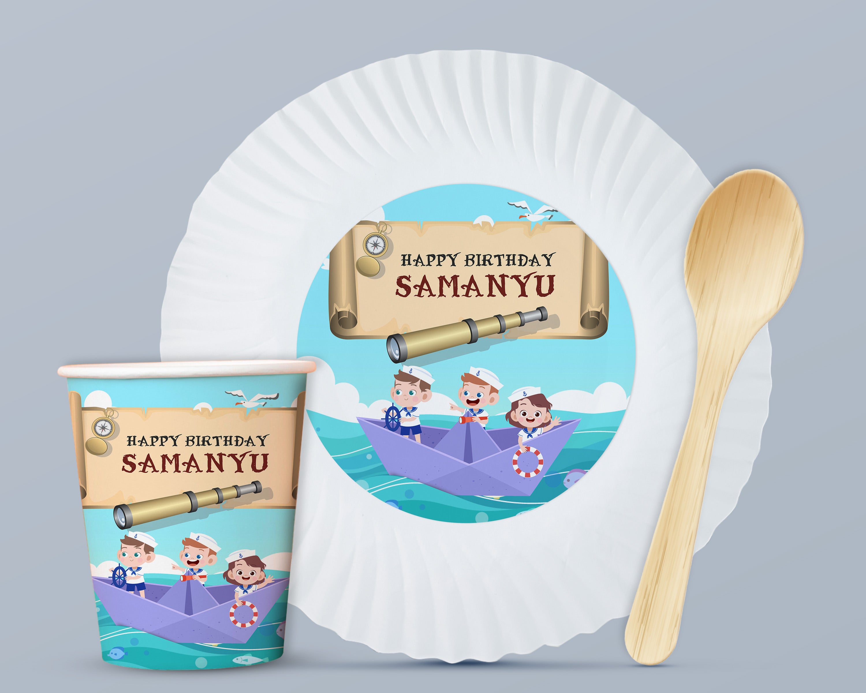 Sailor Theme Party Cups and Plates Combo