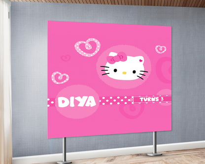 Hello Kitty Theme with Baby Name Square Backdrop - image 2 of 4 | Party Supplies India