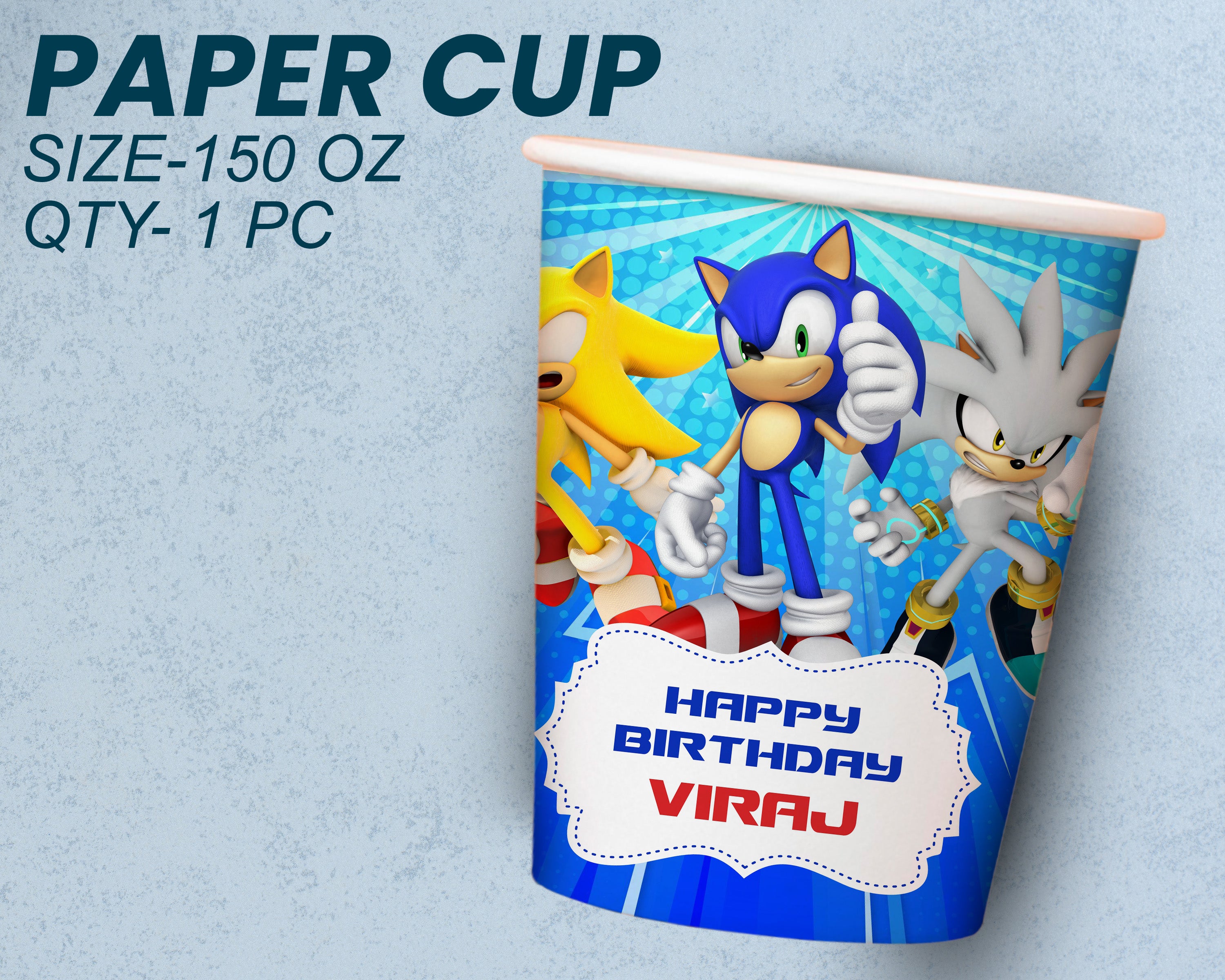 PSI Sonic the Hedgehog Theme Party Cups and Plates Combo