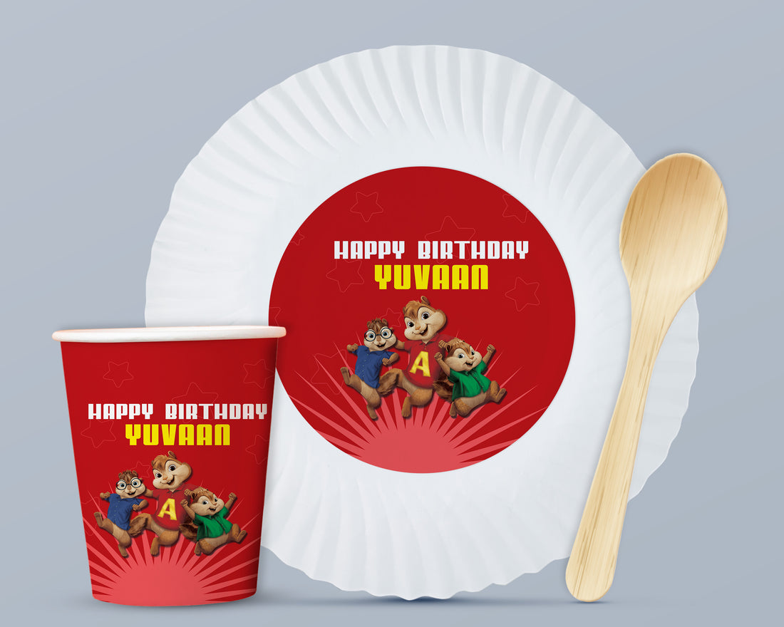 Alvin and Chipmunks Theme Party Cups and Plates Combo