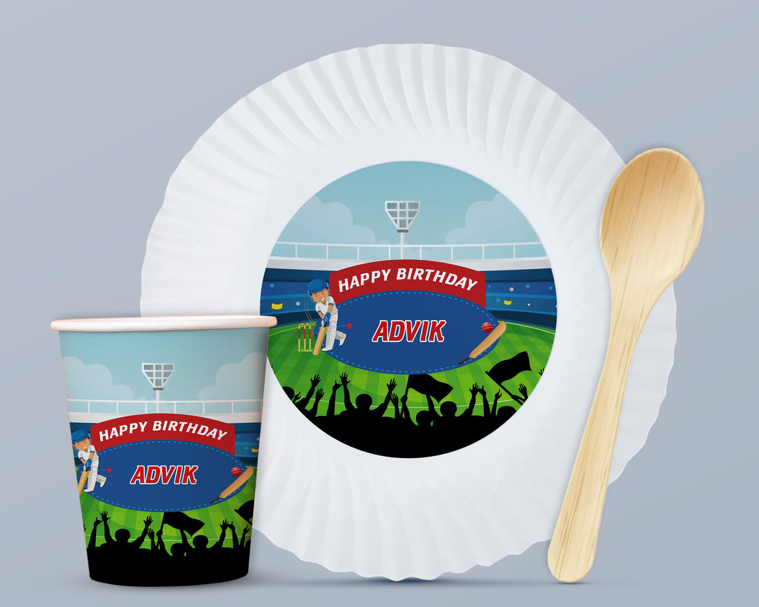 Cricket Theme Party Cups and Plates Combo
