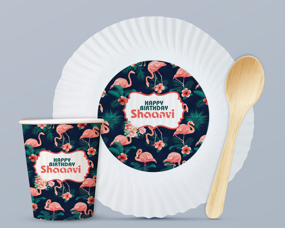 PSI Flamingo Theme Party Cups and Plates Combo
