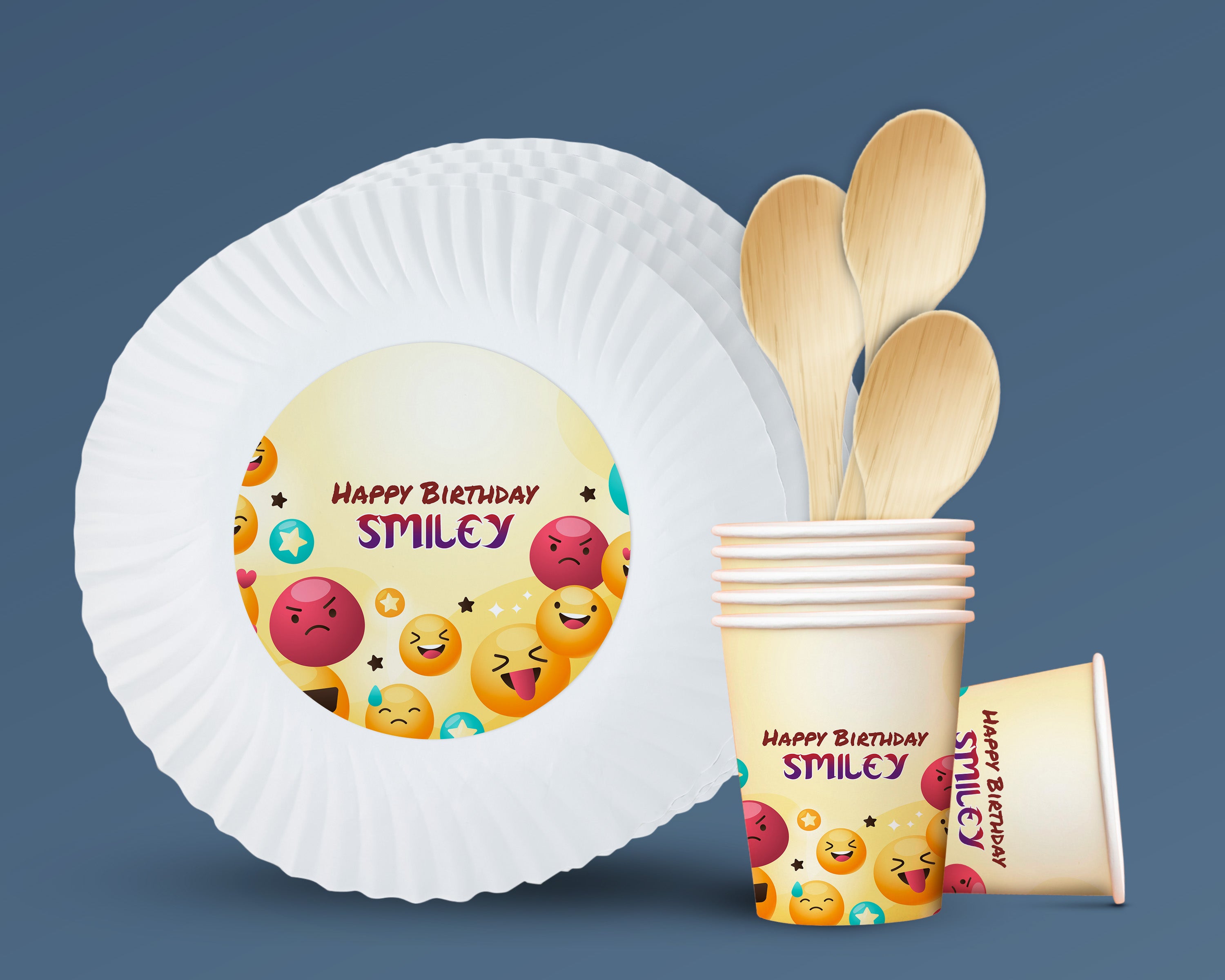 PSI Emoji Theme Party Cups and Plates Combo