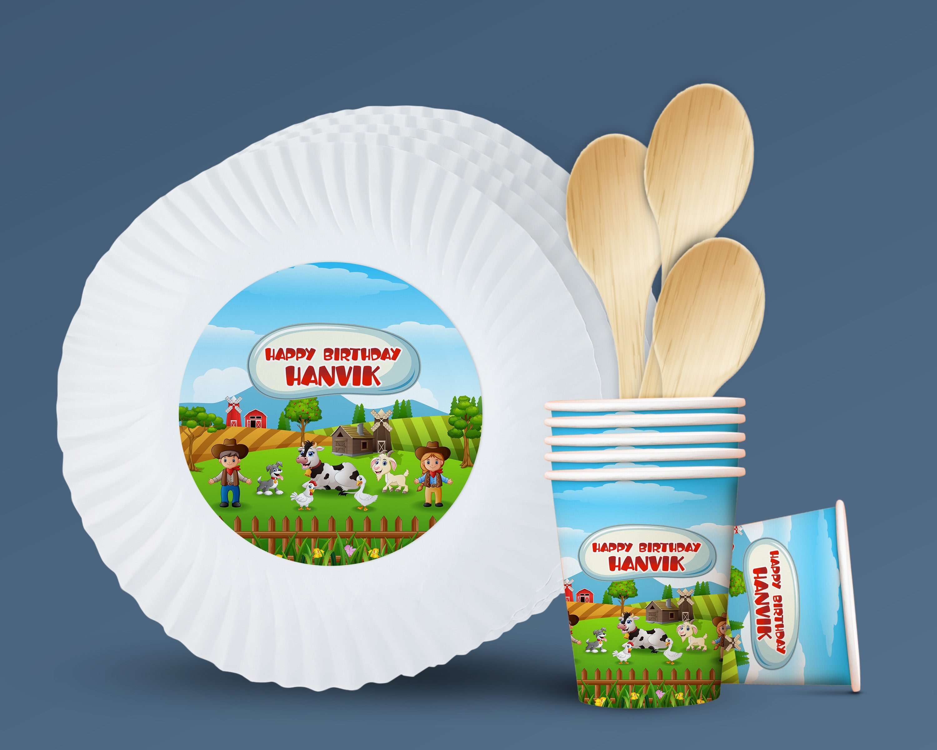 Farm Theme Party Cups and Plates Combo