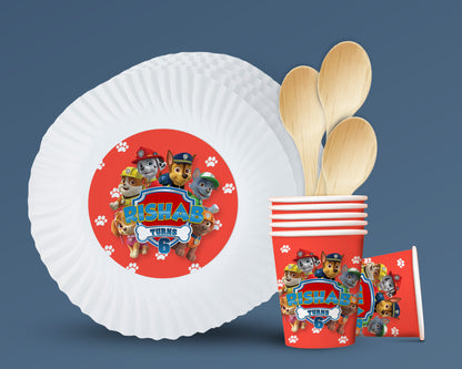 Paw Patrol Theme Party Cups and Plates Combo