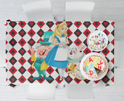 Alice In Wonderland Theme Cake Tablecover