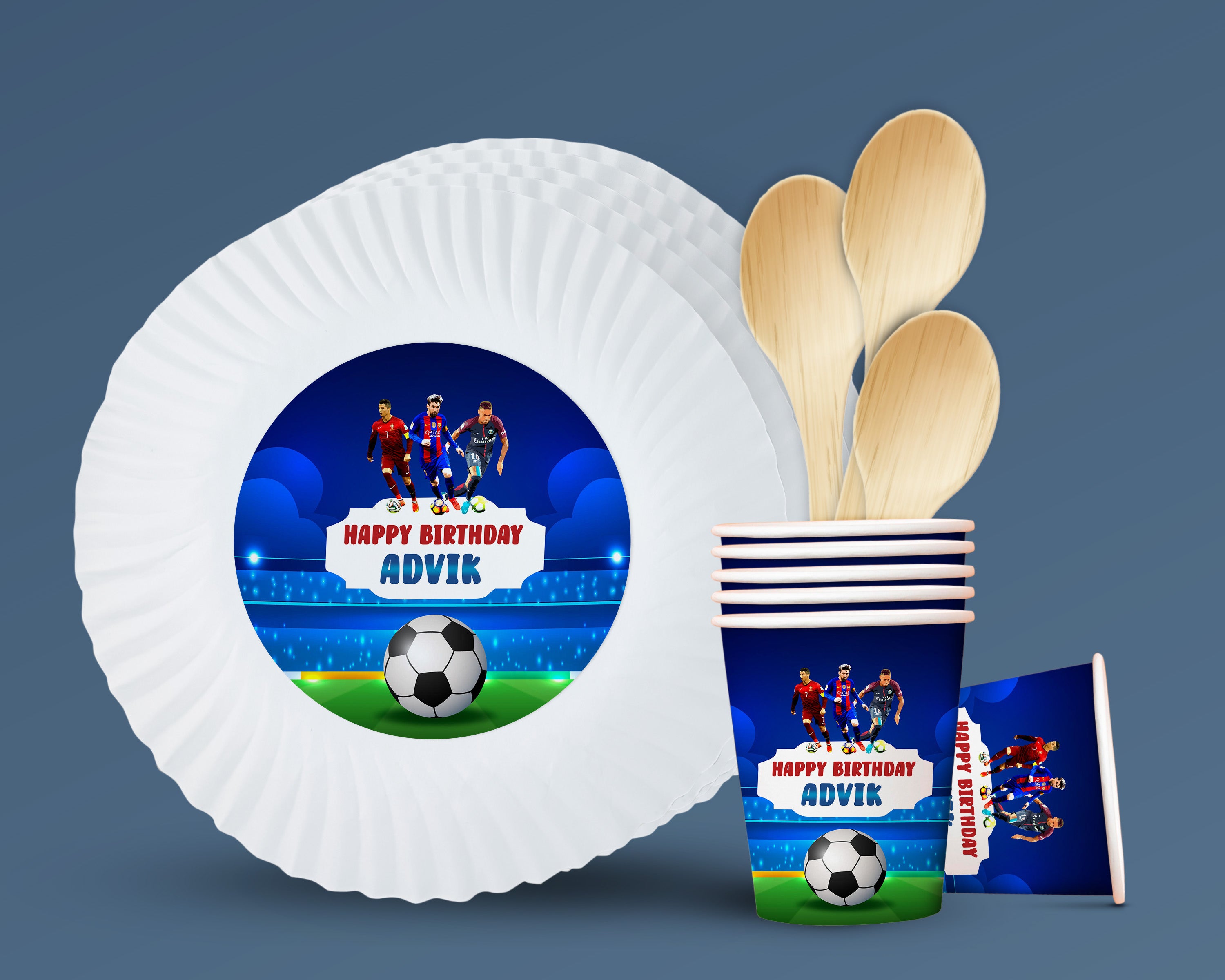 PSI Football Theme Party Cups and Plates Combo