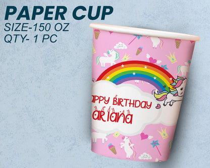 Unicorn Theme Party Cups and Plates Combo
